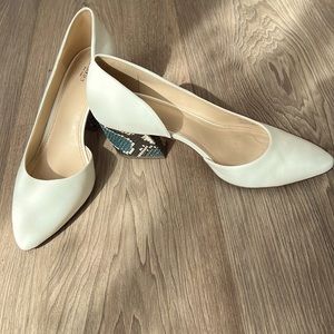 Off-White leather snake prints wrapped block heels size 7